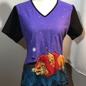 Disney Lion King Night Sky V-neck Scrub Size S